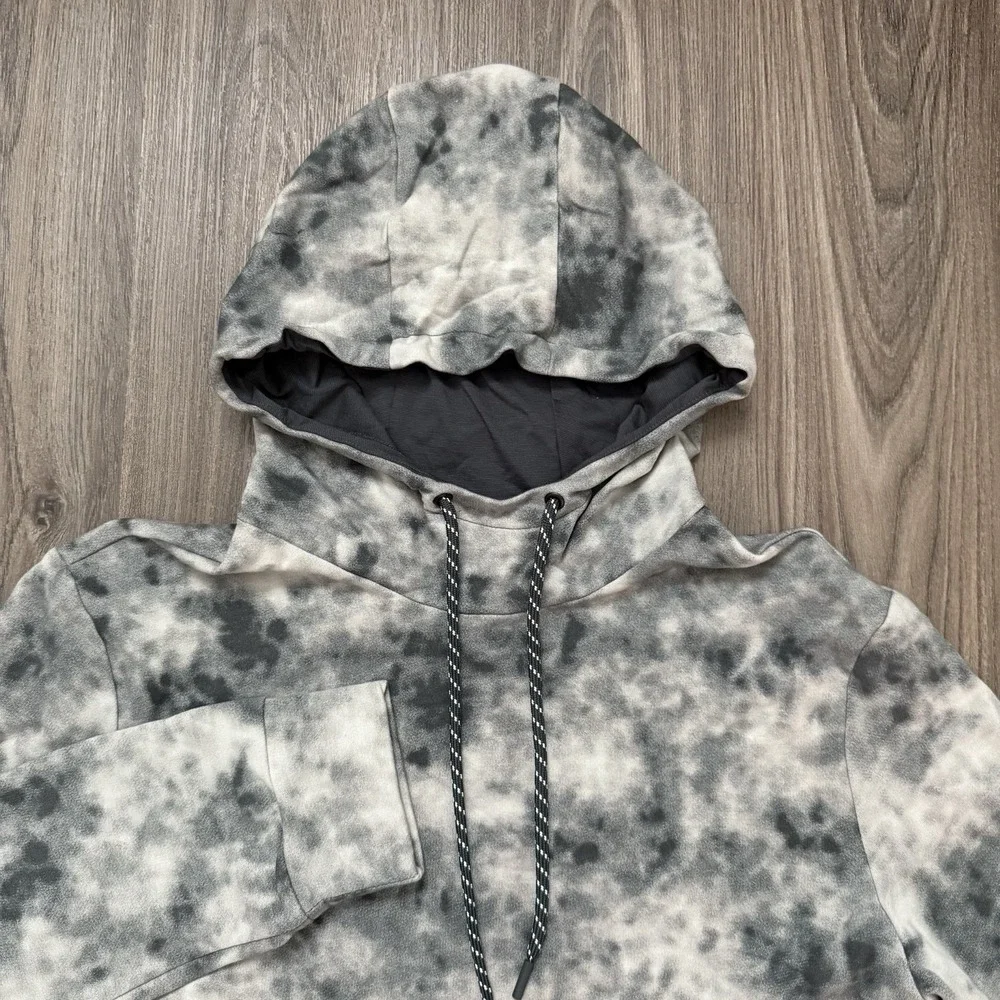 FLX Synergy Fleece Sweatshirt Hoodie Green TieDye Print Zip Pockets Medium NWT